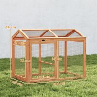 Hühnerstall Freilaufgehege mit Sitzstange Doppeltüren, aus Holz und Metall, für 2 Hühner, 104 x 70,5 x 84 cm Orange