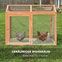 Hühnerstall Freilaufgehege mit Sitzstange Doppeltüren, aus Holz und Metall, für 2 Hühner, 104 x 70,5 x 84 cm Orange