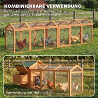 Hühnerstall Freilaufgehege mit Sitzstange Doppeltüren, aus Holz und Metall, für 4 Hühner, 156 x 70,5 x 84 cm Orange