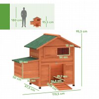 Hühnerstall Hühnerhaus aus Holz mit Nistkasten 2 Sitzstangen Rampe Fenster wasserdichtem Dach 113,5x67,5x95,5 cm Orange