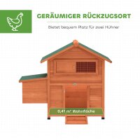 Hühnerstall Hühnerhaus aus Holz mit Nistkasten 2 Sitzstangen Rampe Fenster wasserdichtem Dach 113,5x67,5x95,5 cm Orange