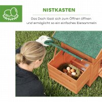 Hühnerstall Hühnerhaus aus Holz mit Nistkasten 2 Sitzstangen Rampe Fenster wasserdichtem Dach 113,5x67,5x95,5 cm Orange