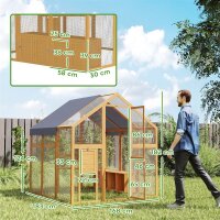Hühnerstall 3,07㎡ Freilaufgehege Holz mit wasserdichtem Tuch, Sicherheitsschloss, für 6-8 Hühner 1,7 x 1,8 x 1,8 m
