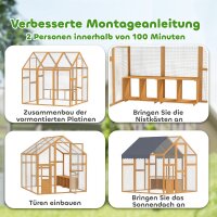 Hühnerstall 3,07㎡ Freilaufgehege Holz mit wasserdichtem Tuch, Sicherheitsschloss, für 6-8 Hühner 1,7 x 1,8 x 1,8 m