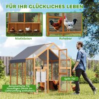 Hühnerstall 3,07㎡ Freilaufgehege Holz mit wasserdichtem Tuch, Sicherheitsschloss, für 6-8 Hühner 1,7 x 1,8 x 1,8 m