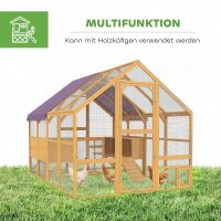 Hühnerstall Holz mit Freilauf, Sicherheitsschloss, Tür, 4 Nistkasten, für 8-12 Hühner, ca, 2,8 x 1,8 x 1,9 m, Gelb