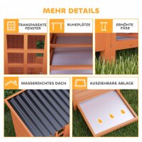 Hühnerstall mit Nestkasten für 3-4 Hühner, Wasserfestes Dach, Tannenholz, Kunststoff, 100 x 86 x 100 cm, Orange