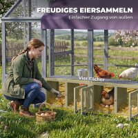 Hühnerstall mit wetterfestem Tuch 2 Nistkasten 2 Sitzstange für 8-10 Hühner Holz 211 x 186,5 x 185,5 cm Dunkelgrau