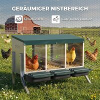 Legenest für Hühner, Abrollnest mit Belüftungslöchern, 3 Fächer, Hühnernest für 3 Hühner, 84 x 55 x 61 cm, Silber