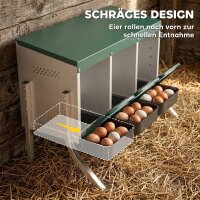 Legenest für Hühner, Abrollnest mit Belüftungslöchern, 3 Fächer, Hühnernest für 3 Hühner, 84 x 55 x 61 cm, Silber