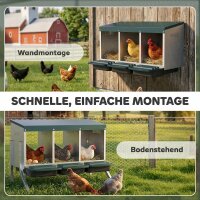 Legenest für Hühner, Abrollnest mit Belüftungslöchern, 3 Fächer, Hühnernest für 3 Hühner, 84 x 55 x 61 cm, Silber