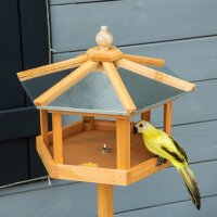 Vogelhaus mit Ständer wetterfestes Vogelfutterhaus mit wetterfestem Zinkdach Futterhaus aus Holz für Wildvögel 40 x 40 x 113 cm Gelb