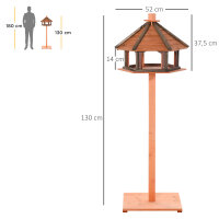Vogelhaus mit Ständer wetterfestes Vogelfutterhaus mit wetterfestem Dach Futterhaus aus Holz für Wildvögel Ø52 x 130H cm Natur