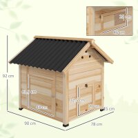 Entenhaus Entenstall Kleintierstall, wetterbeständig, 2 Eingänge, 2 Rampen, 78 x 90 x 92 cm, Natur + Schwarz