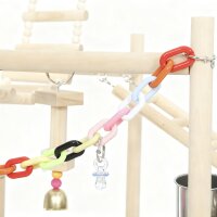 Vogelständer, Vogelstangen-Set, 4 Ebenen, Edelstahltablett, Spielzeug, Naturholz
