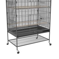 Vogelkäfig inklusive Sitzstangen, Vogelspielzeug, herausnehmbare Bodenwanne, 1 Ablage, Grau