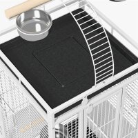 Vogelkäfig, Papageienkäfig mit 3 Türen, 2 Sitzstange, 360° Rollen, Futternapf, Ablage, Freisitz, 62,5x62,5x156cm, Weiß