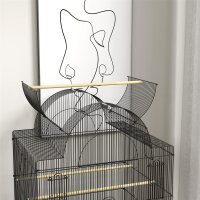 Vogelkäfig für Kanarienvögel & Wellensittiche, mobil, mit Bodenfach, Metallgitter, Schwarz