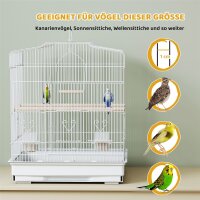 Vogelkäfig im Vintage-Design für kleine Vogelarten inkl, Zubehör 46,5 x 36 x 59 cm Stahl, Holz, Weiß+Natur