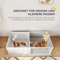 Wurfbox für Welpen, mit Unterlage, leicht zu reinigen, Holz, 166x80x50 cm, Weiß