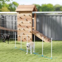 Agility Set Hunde 6-teiliges Agility-Ausrüstung für Hundetraining klappbar Steckhürdenset mit 6 Slalomstangen Tragetasche Trainingszubehör Koordinationstraining Agilityset für Spiele Training