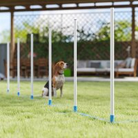 Agility Set Hunde 6-teiliges Agility-Ausrüstung für Hundetraining klappbar Steckhürdenset mit 6 Slalomstangen Tragetasche Trainingszubehör Koordinationstraining Agilityset für Spiele Training