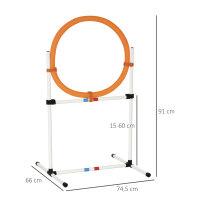 Agility Sprungring für Hunde, Agility Set Hunde, Agility Ring 2 in 1 Sprungringstange mit Tragetasche Kunststoff 74,5 x 66 x 91 cm Weiß+Orange