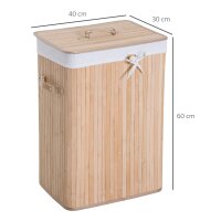 Wäschekorb schmal mit Deckel Wäschesammler 72L...