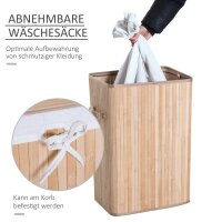 Wäschekorb schmal mit Deckel Wäschesammler 72L mit Griff für Waschküche Schlafzimmer Natur