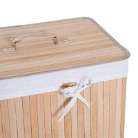 Wäschekorb schmal mit Deckel Wäschesammler 72L mit Griff für Waschküche Schlafzimmer Natur