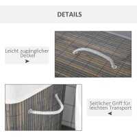 100L Wäschekorb mit 3 Griffen, mit waschbarem Wäschesack, Bambus, Polyester, Baumwolle, Metall, 52 x 32 x 63 cm, Grau