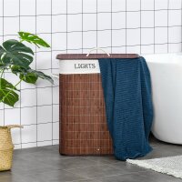 Bambus Wäschekorb schmal mit Deckel 100L Wäschesammler mit Griffen, 2 herausnehmbarer Wäschesack, Laundry Baskets Wäschebox für Waschküche, Schlafzimmer, Badezimmer Braun