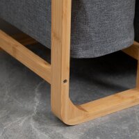 Wäschekorb aus Bambus , 3 abnehmbare Körbe 50 cm x 32 cm x 69,7 cm Natur Grau