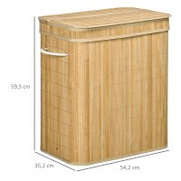 Faltbarer Bambus-Wäschekorb, handlicher 90 L...
