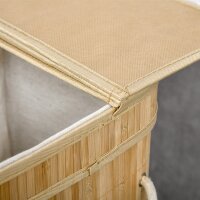 Faltbarer Bambus-Wäschekorb, handlicher 90 L Wäschebehälter mit herausnehmbarem Innensack und Deckel