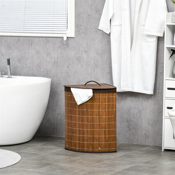 Wäschekorb Wäschesammler, 55L Fassungsvermögen, abnehmbarer Deckel, 38 cm x 38 cm x 57cm, Braun
