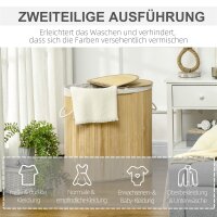Wäschekorb 100L mit herausnehmbaren Wäschebank 62,5 cm x 37 cm x 60,5 cm Natur + Weiß