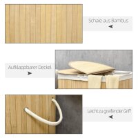 Wäschekorb 100L mit herausnehmbaren Wäschebank 62,5 cm x 37 cm x 60,5 cm Natur + Weiß