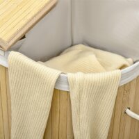 Wäschekorb 100L mit herausnehmbaren Wäschebank 62,5 cm x 37 cm x 60,5 cm Natur + Weiß