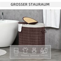 Wäschekorb Wäschesammler, 100L Fassungsvermögen, abnehmbarer Deckel, 38 cm x 38 cm x 57 cm, Braun