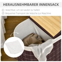 Wäschekorb Wäschesammler, 100L Fassungsvermögen, abnehmbarer Deckel, 38 cm x 38 cm x 57 cm, Braun