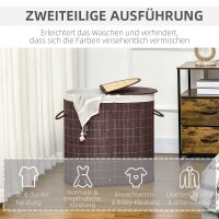 Wäschekorb Wäschesammler, 100L Fassungsvermögen, abnehmbarer Deckel, 38 cm x 38 cm x 57 cm, Braun