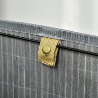 55 L Wäschekorb mit Deckel, Griff, Wäschesortierer mit herausnehmbarem Wäschesack für Badezimmer, Bambus, Grau