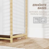 Wäschekorb mit Wäschesack, Stoffschublade, Bambus, 70x36x70 cm, Weiß/Holz