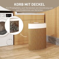 Wäschekorb im Eckdesign, Bambusgeflecht, 55 Liter, Stoffbeutel, Metallrahmen, Braun