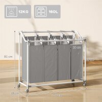 Wäschekorb mit 4 Fächer 160 L...