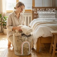 24,7L Aufbewahrungskorb mit Regenbogen-Dekoration, großer geflochtener Korb für Badezimmer, Schlafzimmer, Natur