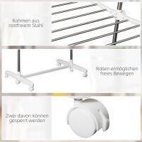 Turmwäscheständer ausziehbar Standtrockner mit 3 Ebenen klappbare Flügel Rollen 154 cm Weiß