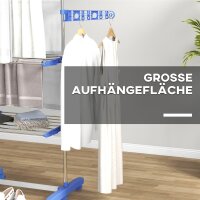 Wäschenständer Wäschetrockner. 4 Ebenen, klappbar, One-Klick-System, 142 cm x 55 cm x 152 cm Blau + Silber