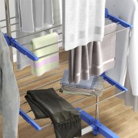 Wäschenständer Wäschetrockner. 4 Ebenen, klappbar, One-Klick-System, 142 cm x 55 cm x 152 cm Blau + Silber